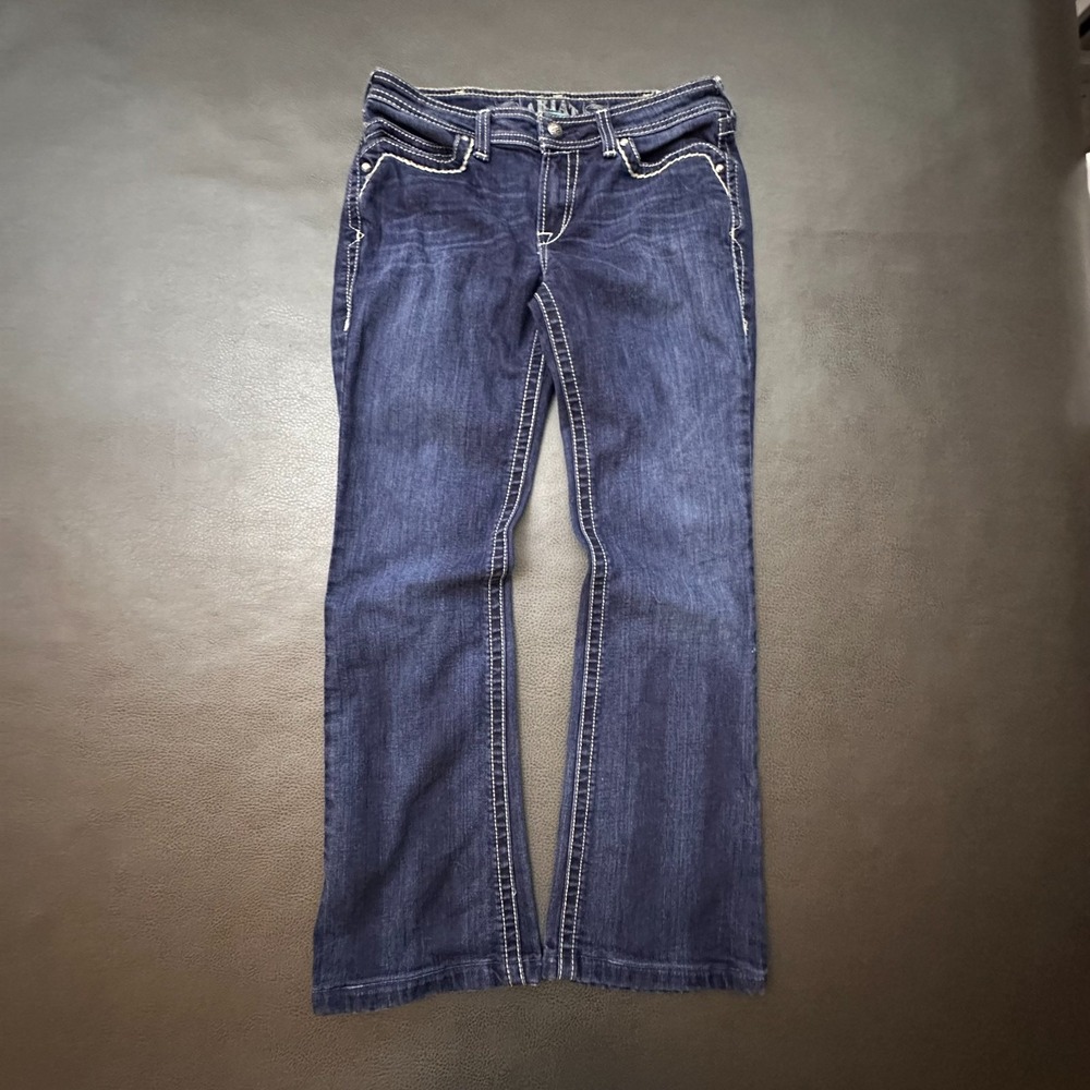 Ariat Turquoise Bootcut Jeans Womens 30R Blue Dark Wash Stretch Western Rodeo